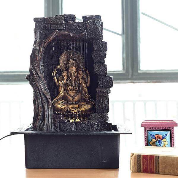 CraftIndia Textured Lord Ganesha Polystone Water Fountain