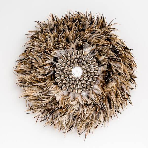 50cm Feather and Shell Wall Art - Ivory